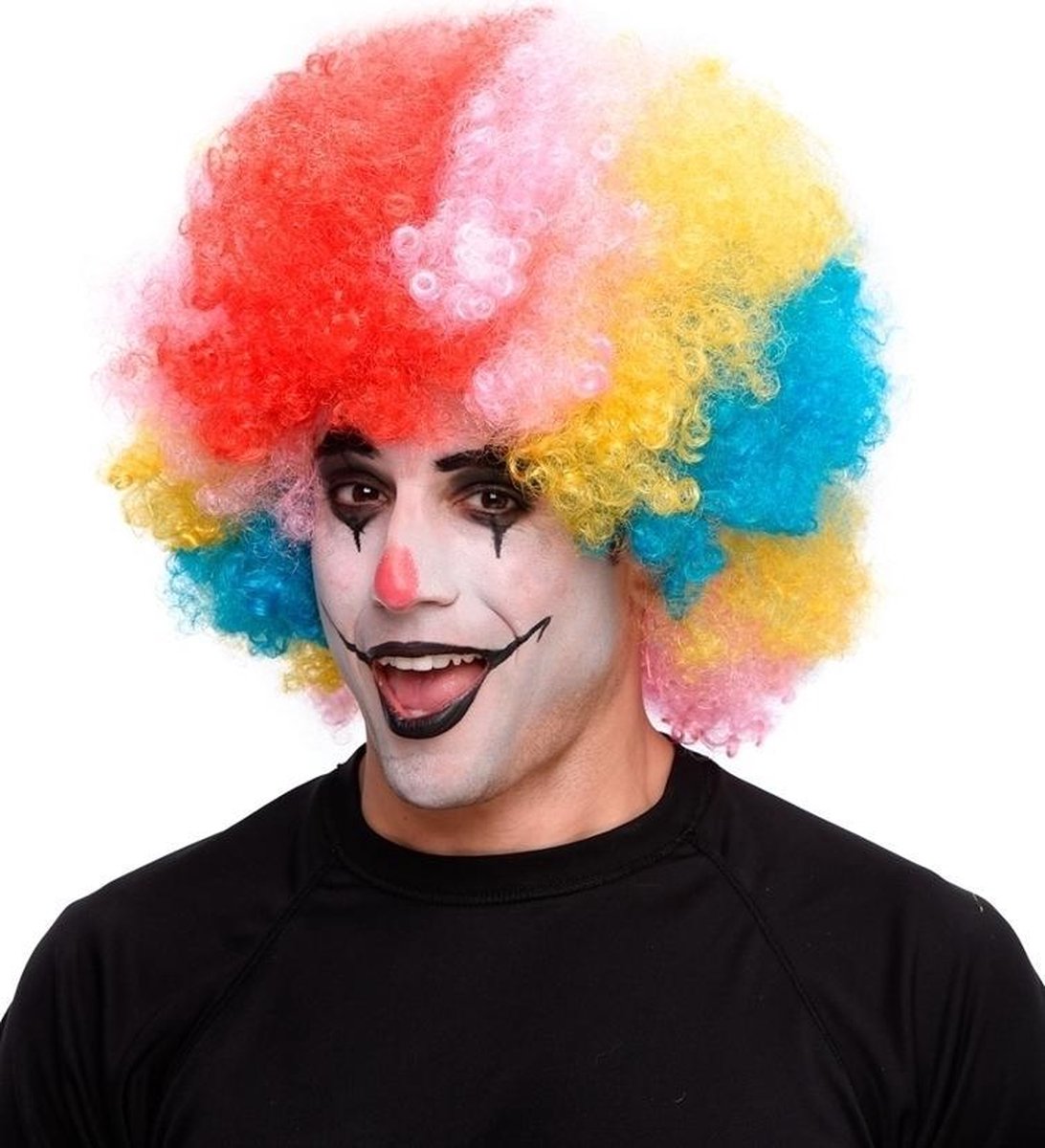 Pruik Clown | Verkleedaccessoires | Carnaval | Halloween | Afro | Multicolor